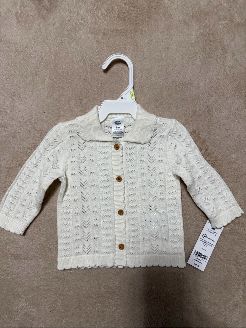 OshKosh B'gosh Cream Knit Button-Front Cardigan